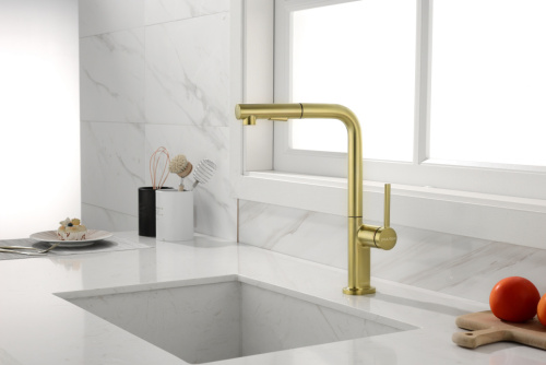 Смеситель для кухни Paulmark NEO Ne214419-BG на мойку золото - фото 2